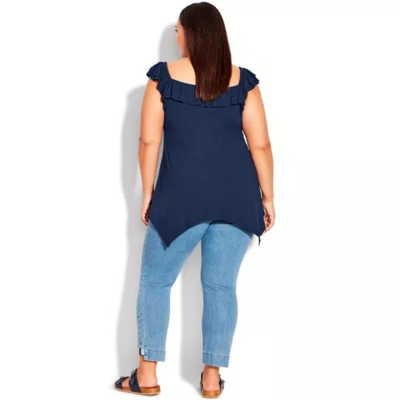 Qomen- Ruffle Trim Tank, sz 18W, NEW - Picture 5 of 7